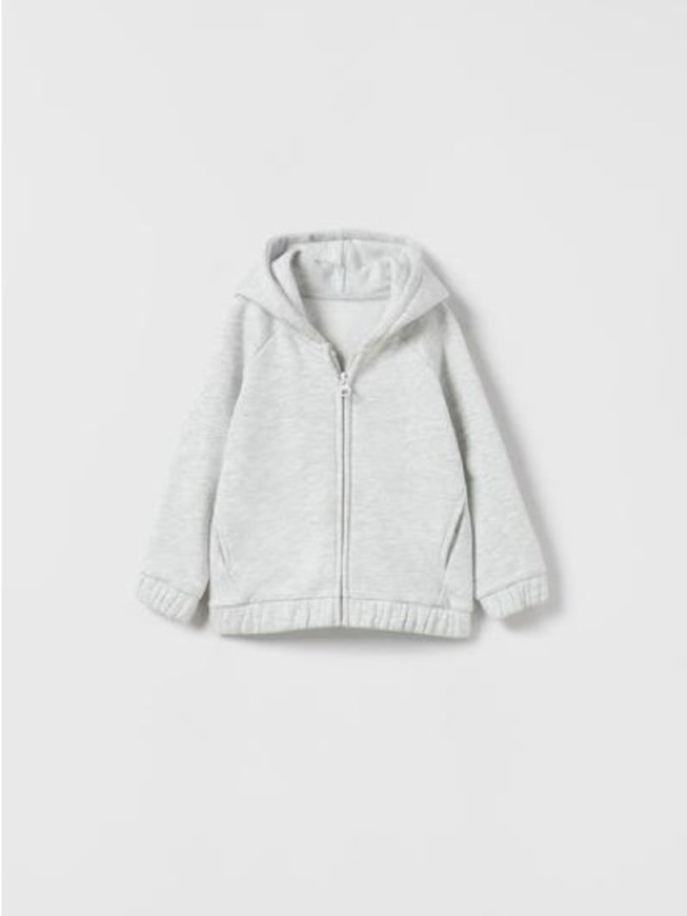 Zara Light Gray Zip-Up Hooded Sweatshirt for Kids